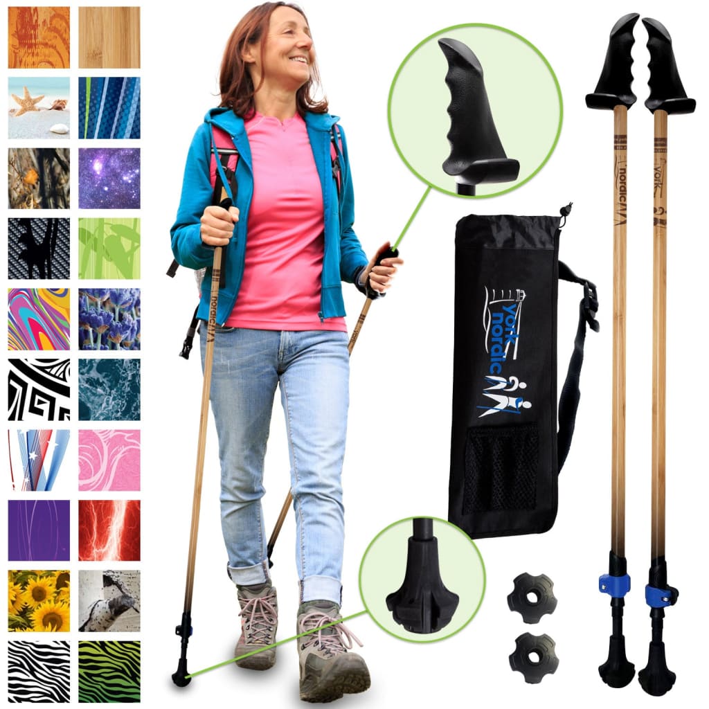 Redwood Design Hiking - Walking Poles w-flip locks detachable feet and travel bag - 2 poles -