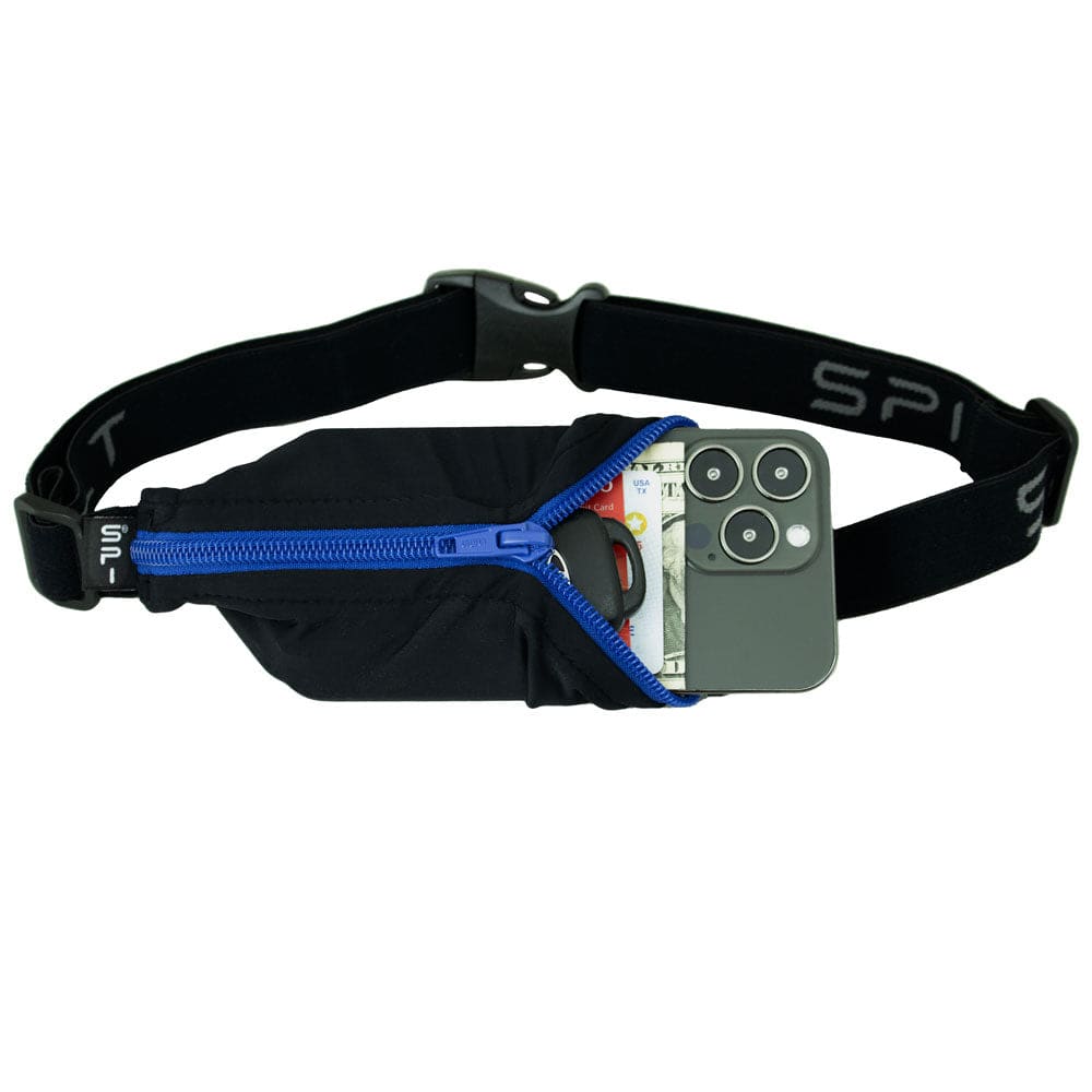 The Original SPIbelt Running Belt - Black with Blue Zipper