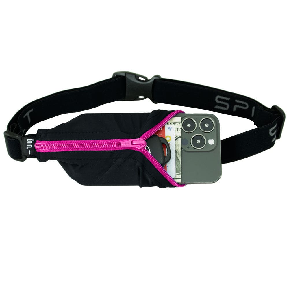 The Original SPIbelt Running Belt - Black with Hot Pink Zipper