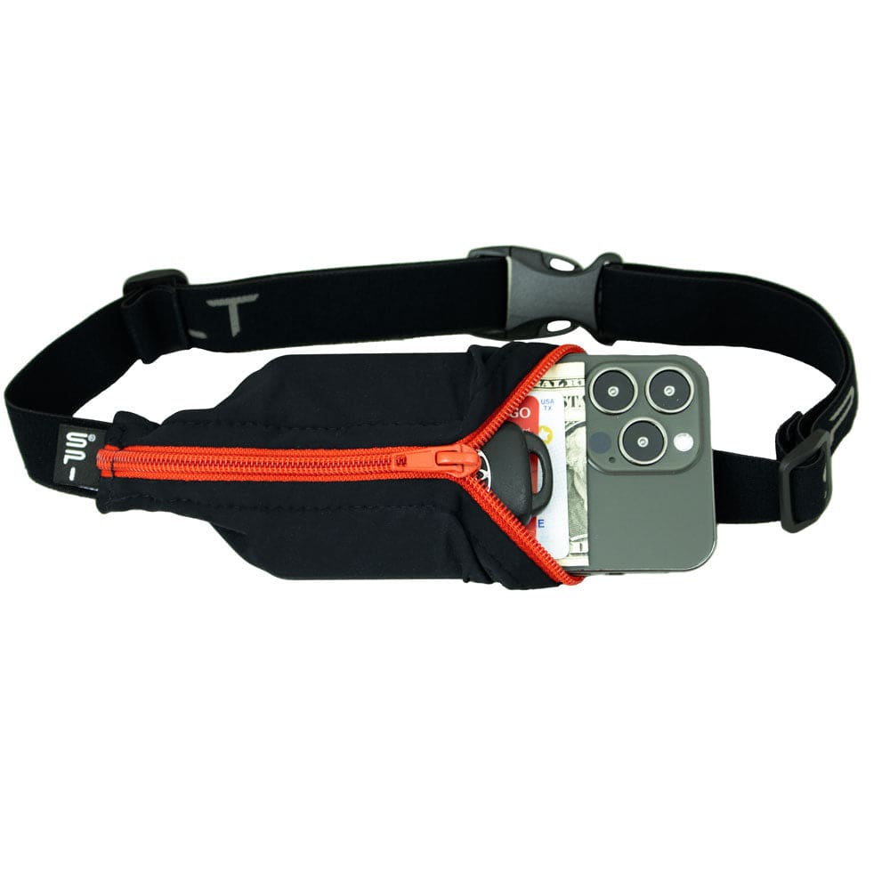 The Original SPIbelt Running Belt - Black with Red Zipper