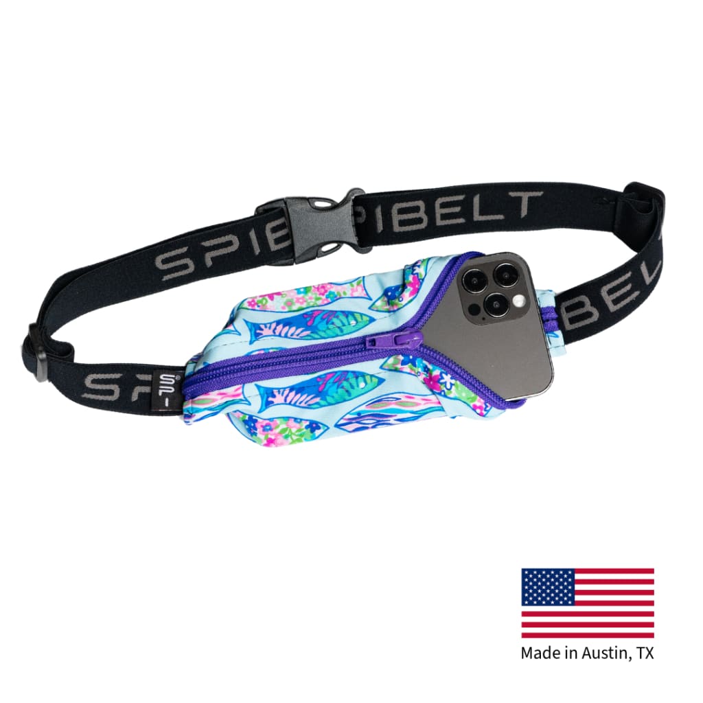 The Original SPIbelt Running Belt - Fancy Fish with Purple Zipper