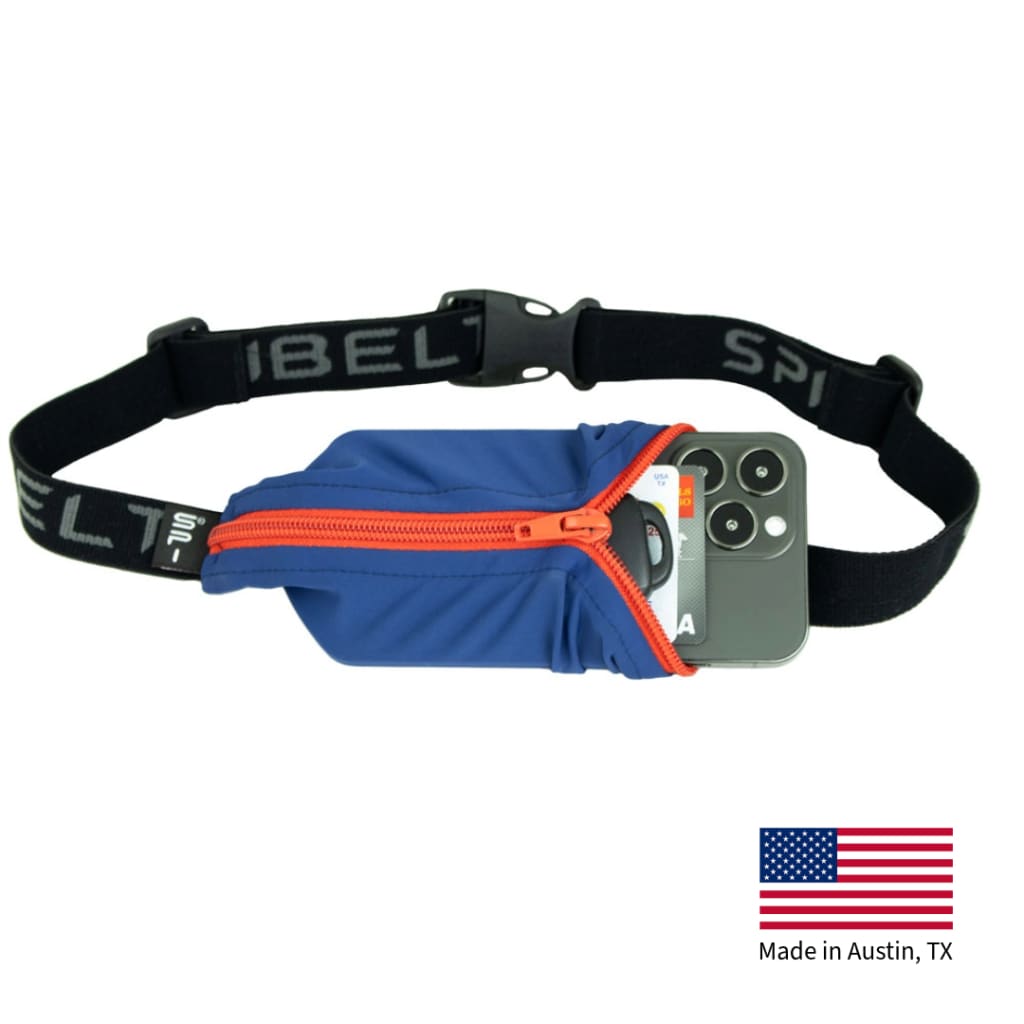 The Original SPIbelt Running Belt - Navy Blue with Red Zipper