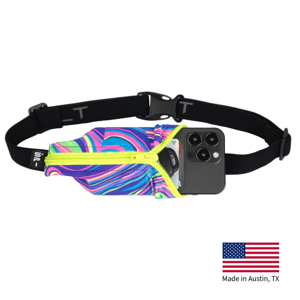 The Original SPIbelt Running Belt - Twister with Neon Lime Zipper