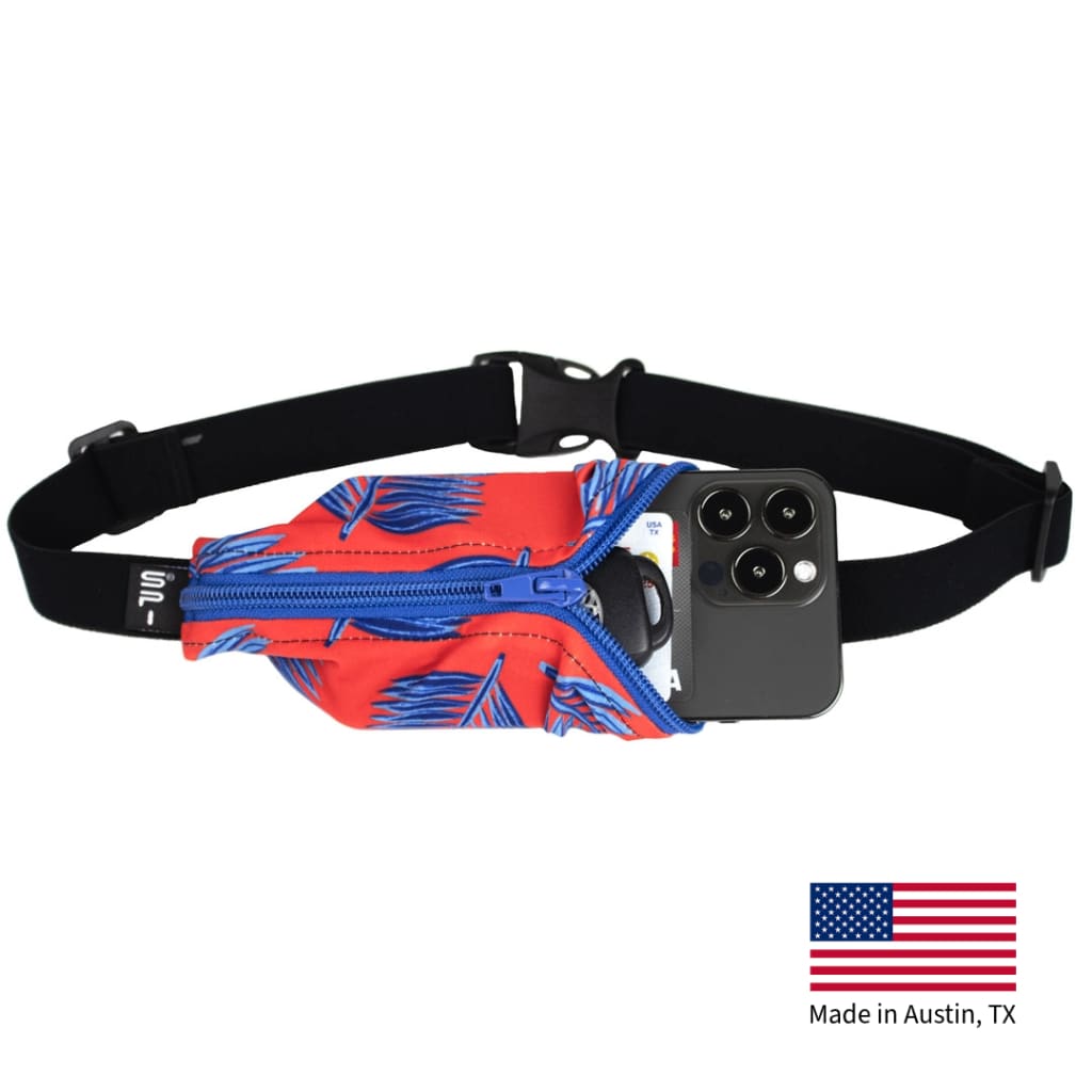 The Original SPIbelt Running Belt - Vintage Aloha with Blue Zipper