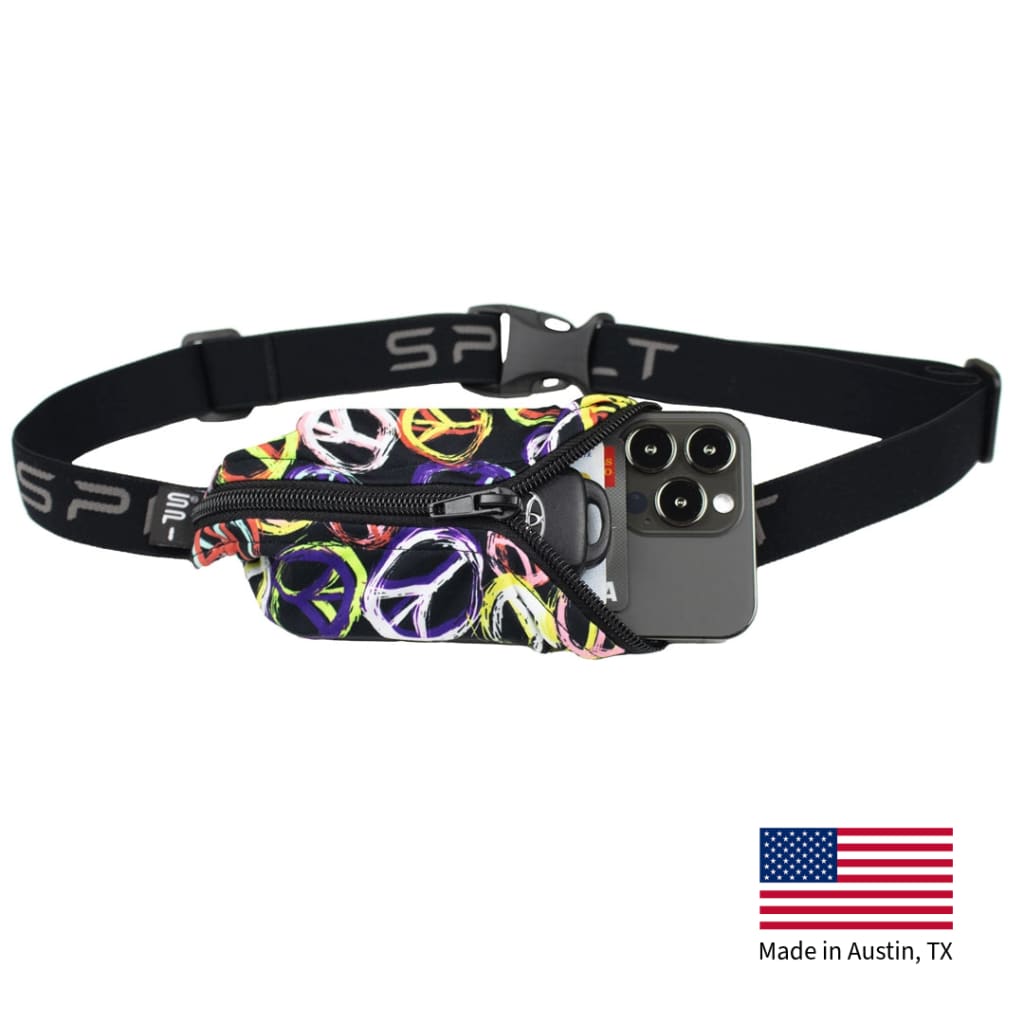 The Original SPIbelt Running Belt - Whirled Peace with Black Zipper