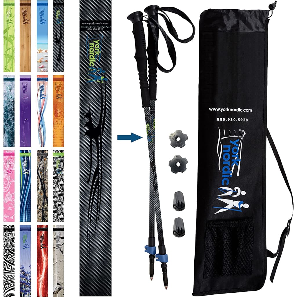 Gray ’Man Up’ Series Hiking Poles - 2 pack w-flip locks detachable feet and travel bag