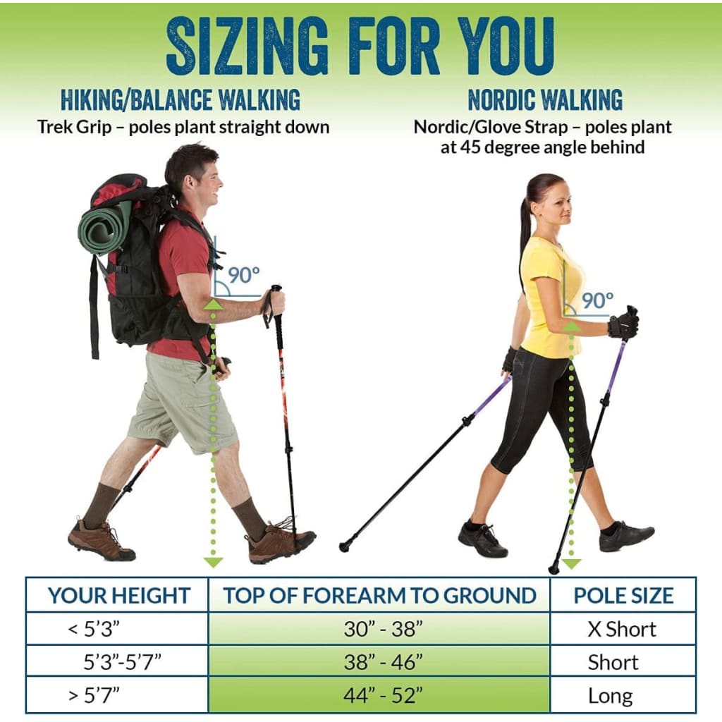 X-SHORT SIZE (for those 5’3 and shorter): Choose from NORDIC OR TREK GRIP versions -- York Nordic